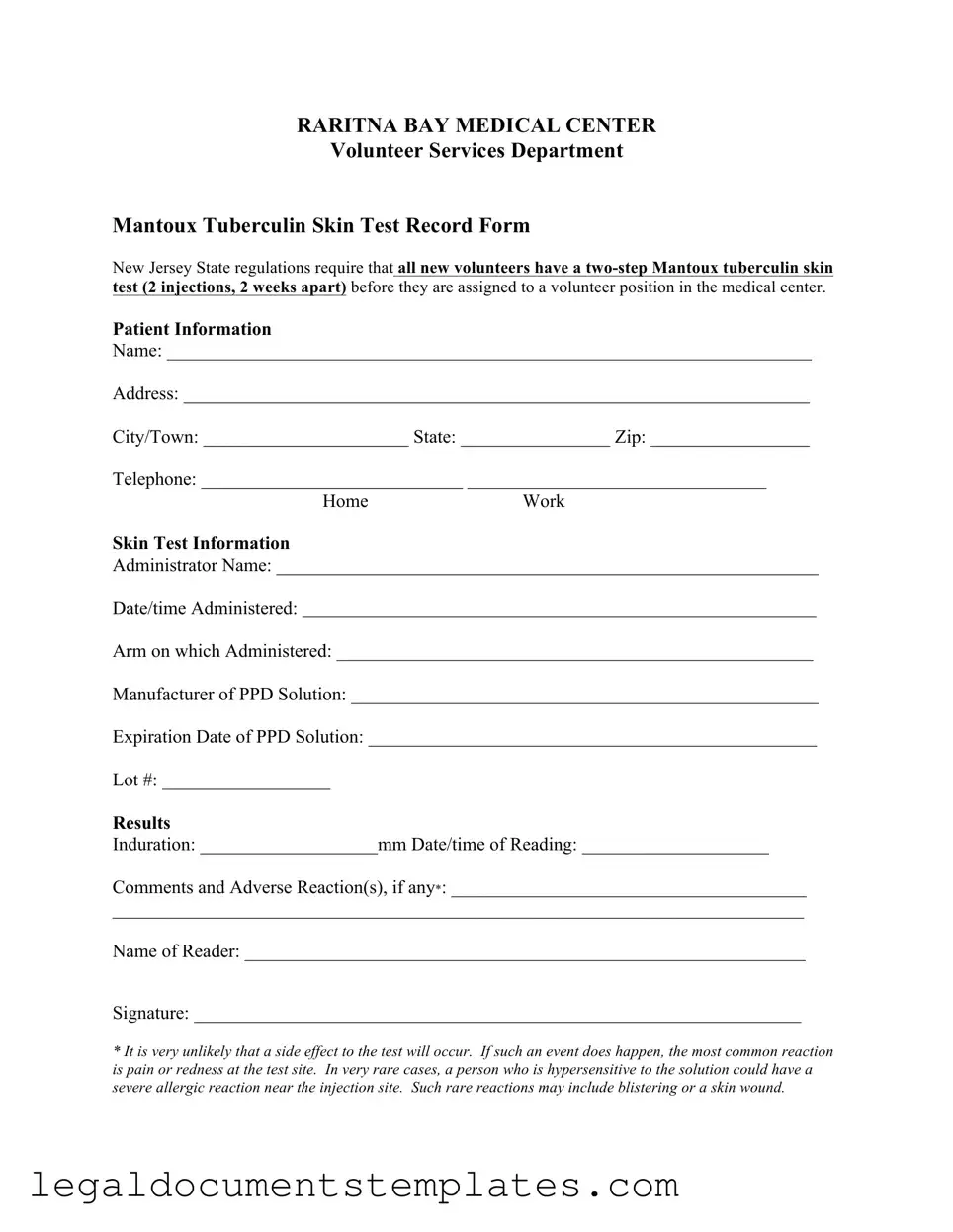 Free 2 Step Tb Test PDF Form