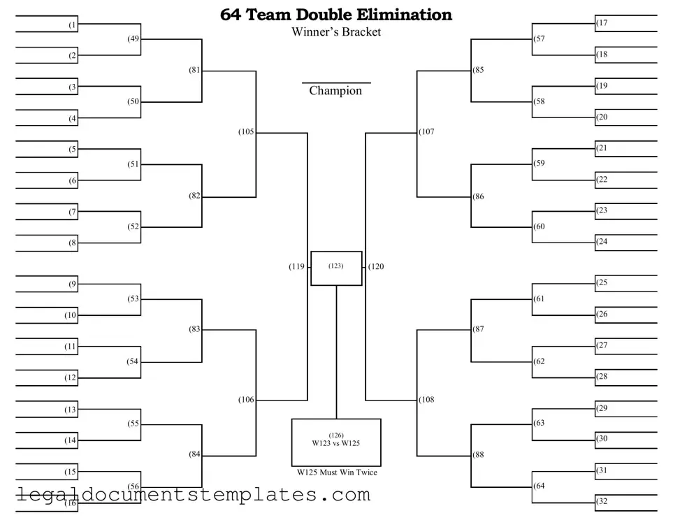 Free 64 Team Double Elimination Bracket PDF Form