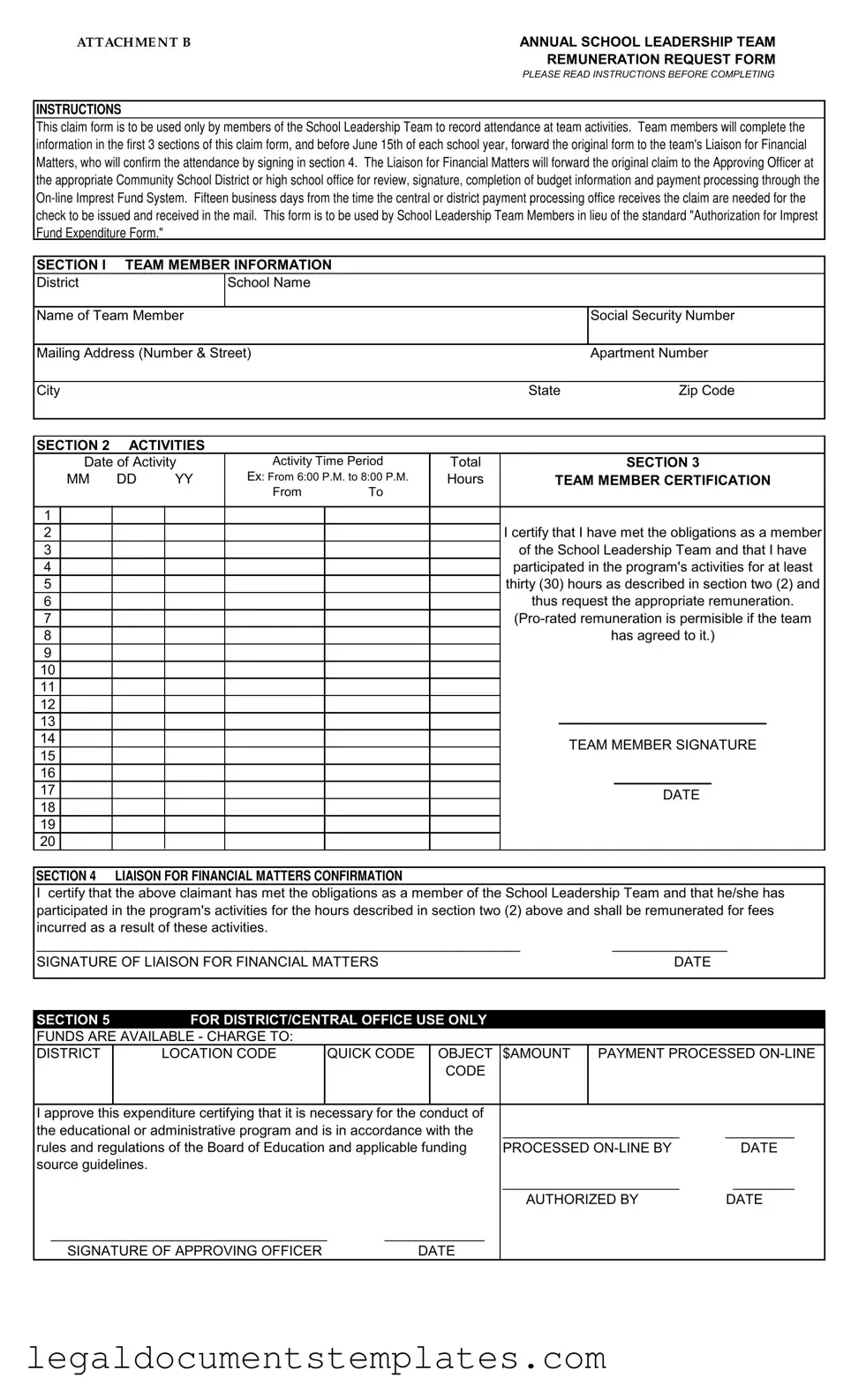 Free Annual School Leadership Team PDF Form