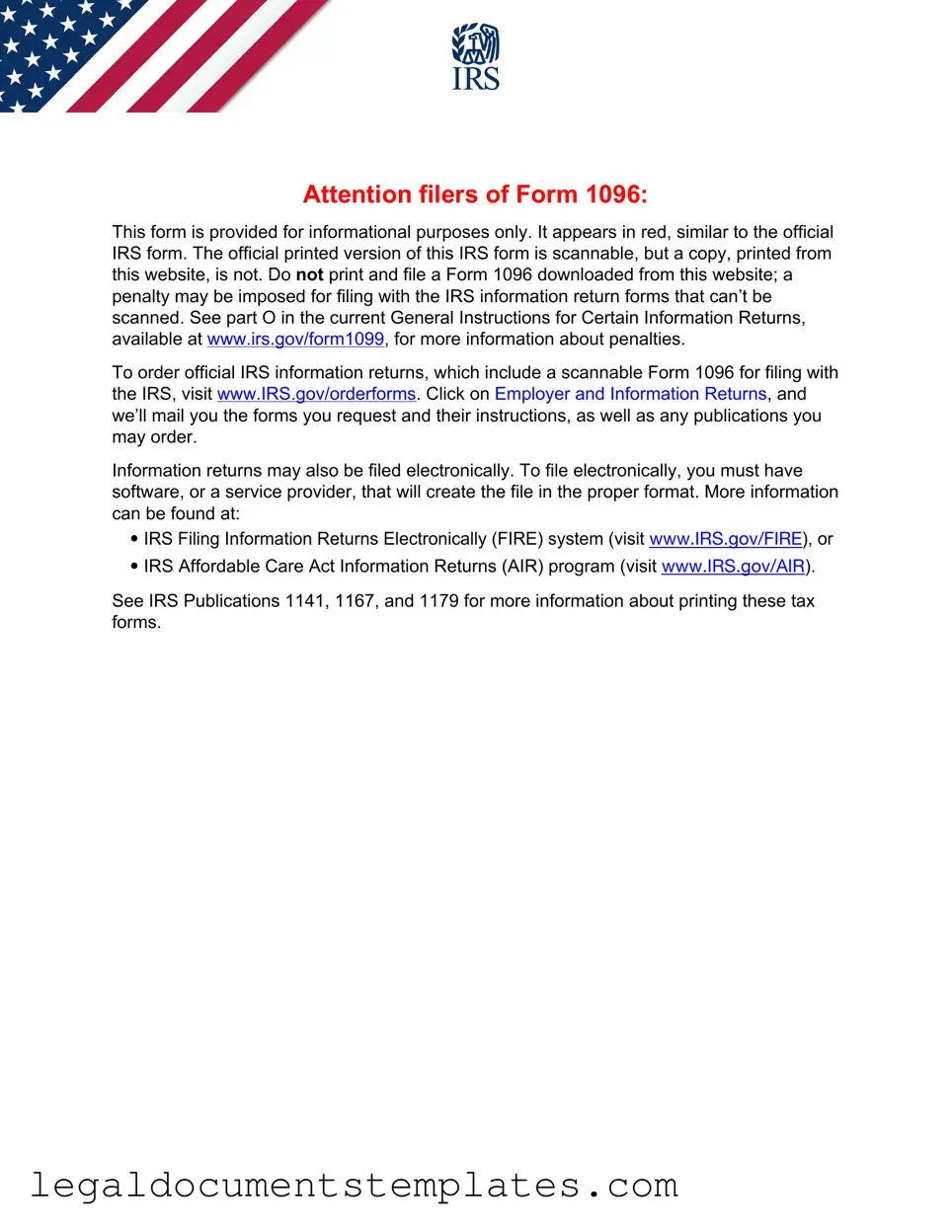 Free IRS 1096 PDF Form
