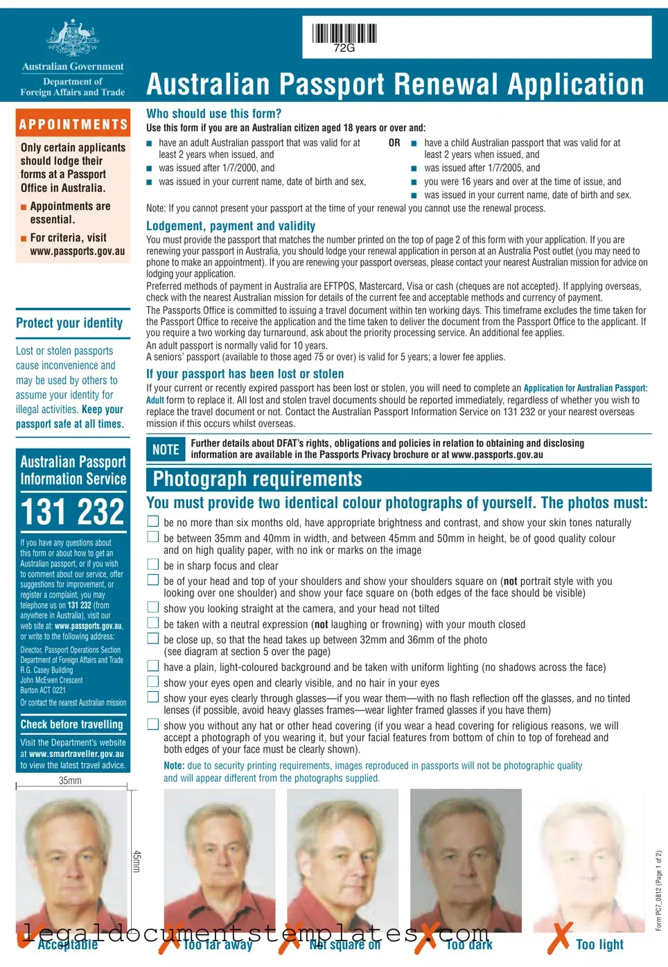 Free Australian Passport Renewal PDF Form