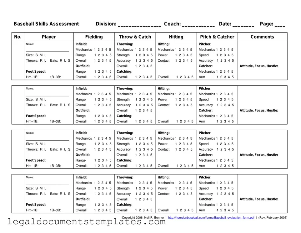 Free Baseball Assessment PDF Form
