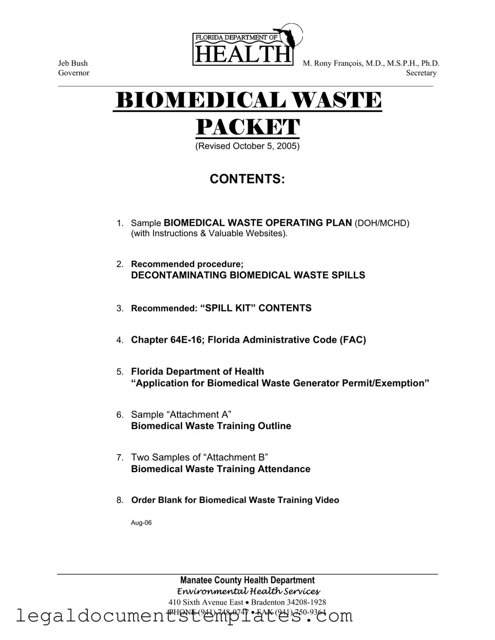 Free Biomedical Waste Operating Plan PDF Form