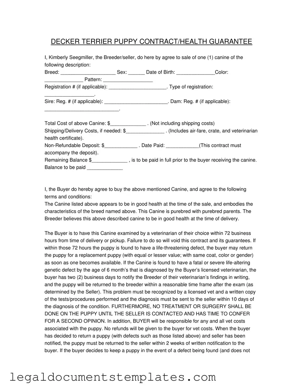 Free Health Guarantee PDF Form