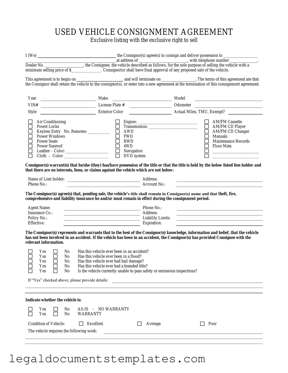 Free Car Consignment PDF Form
