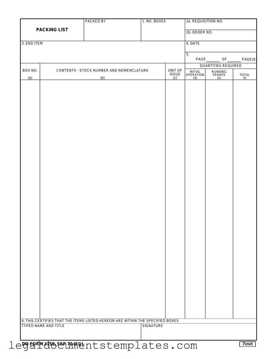 Free Dd 1750 PDF Form