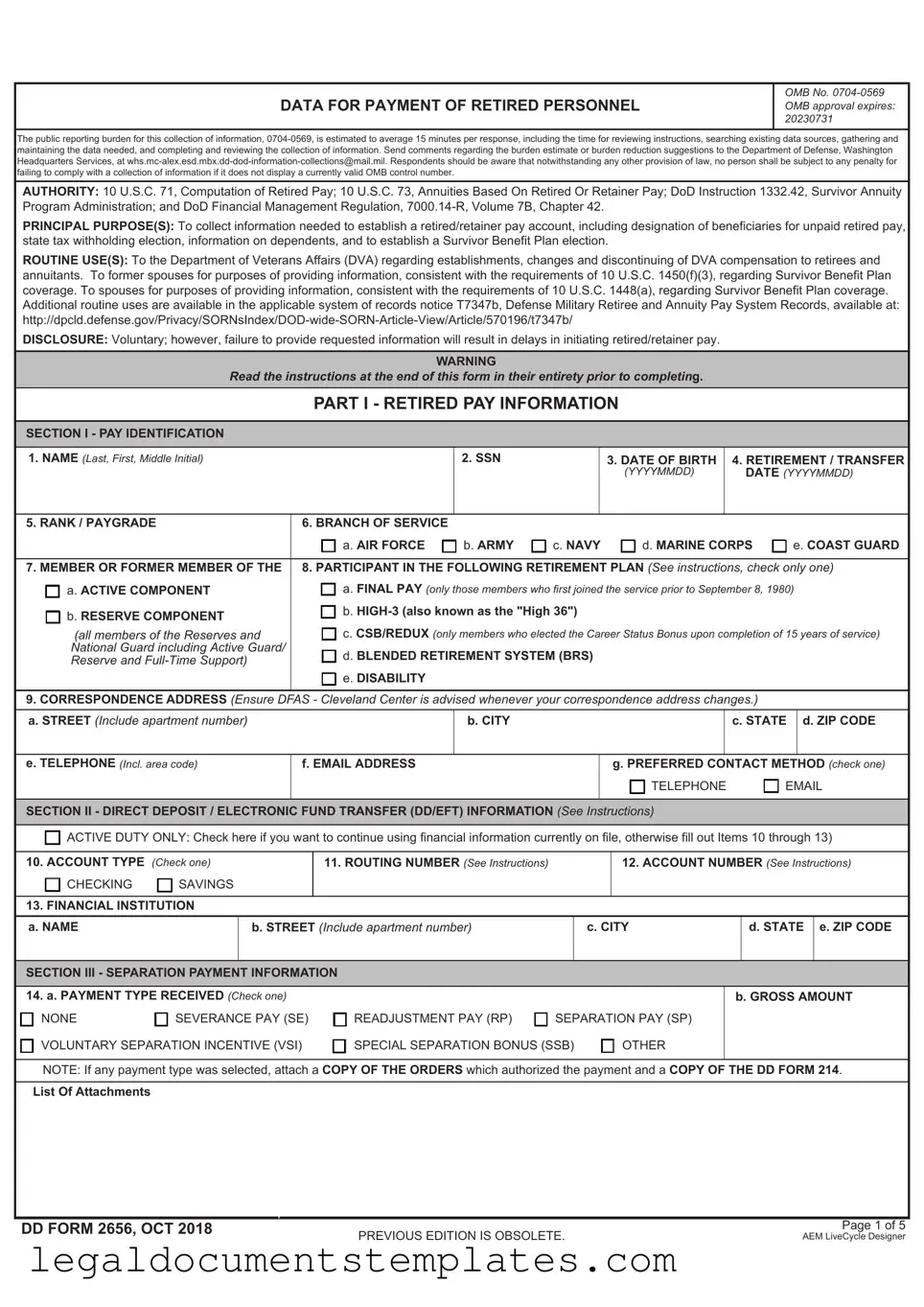 Free DD 2656 PDF Form