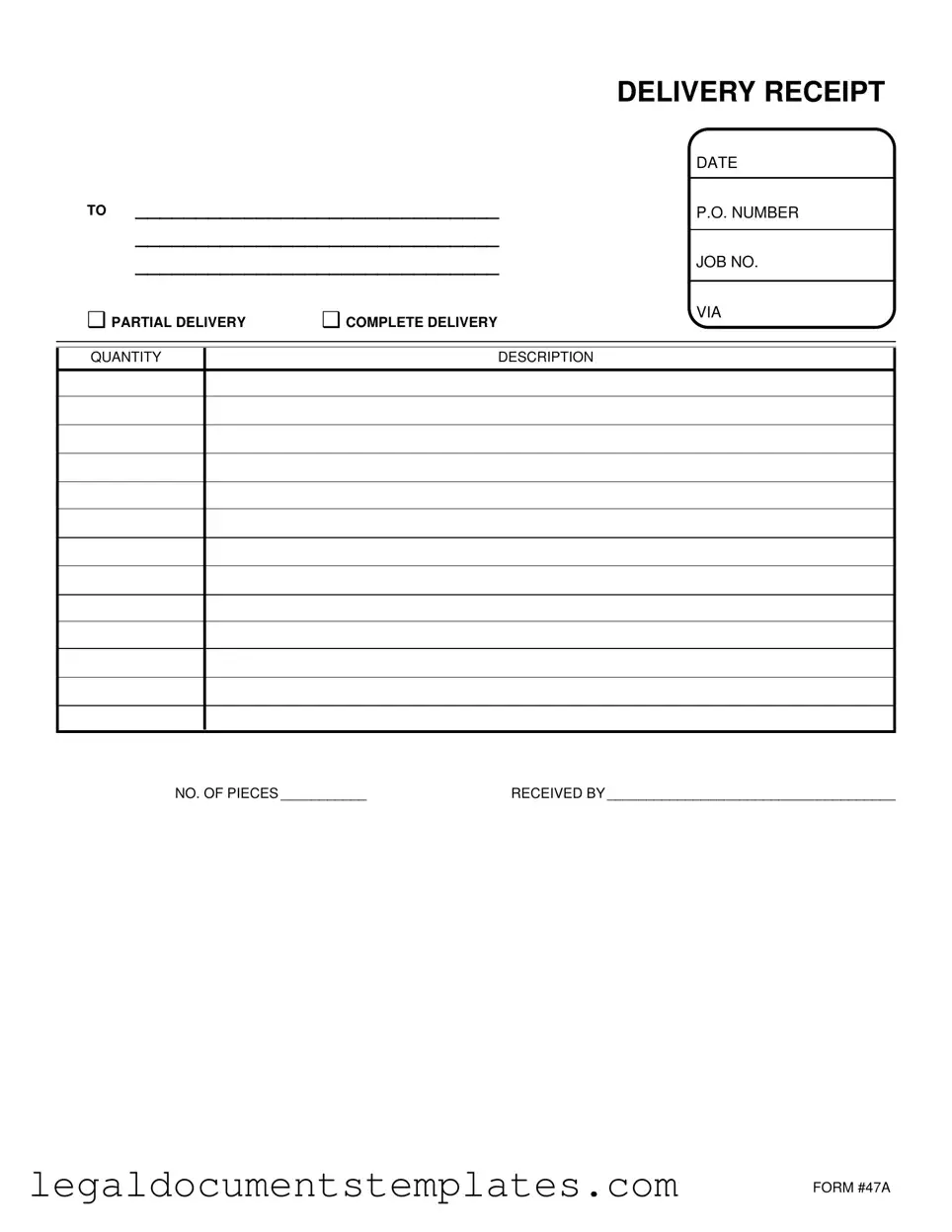 Free Delivery Receipt PDF Form