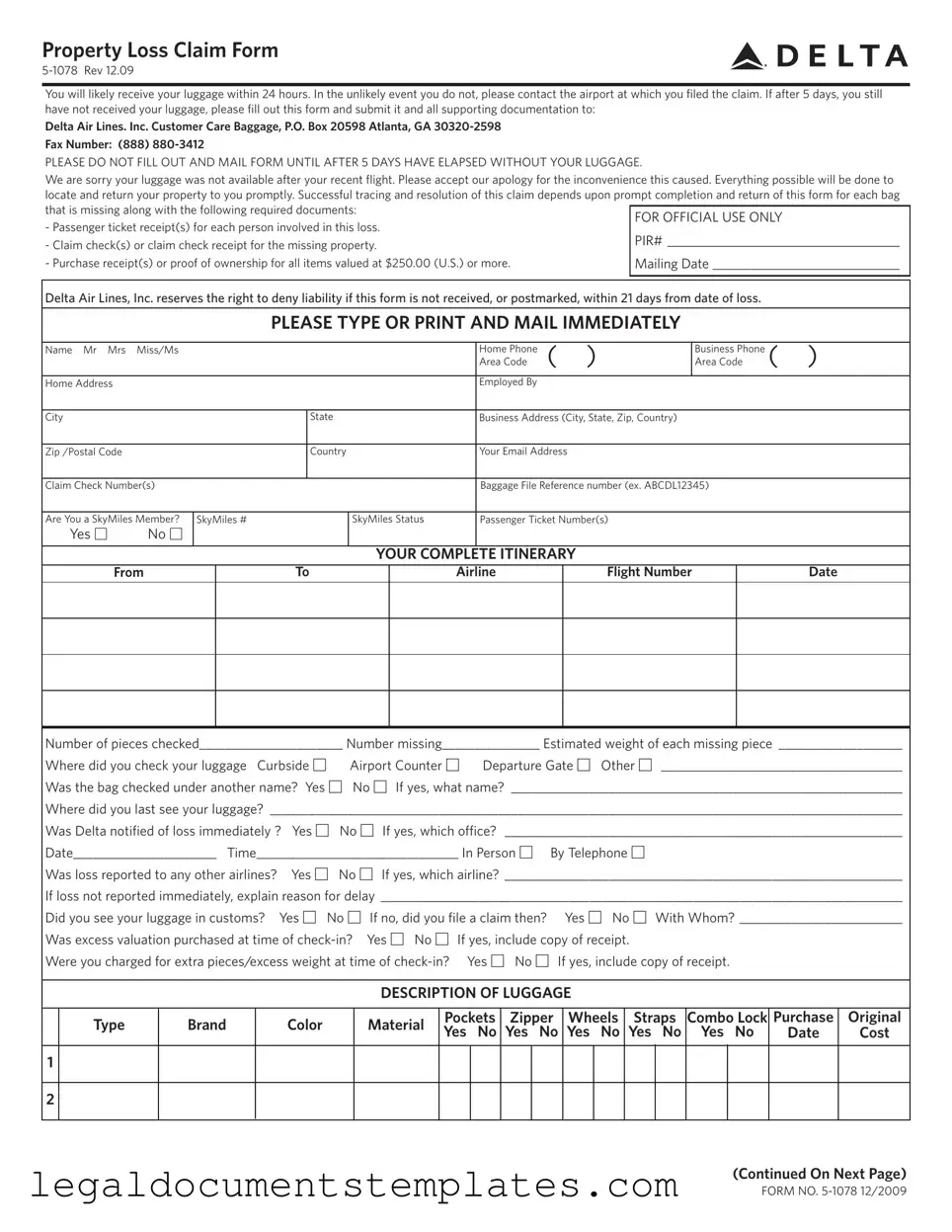 Free Delta Property PDF Form