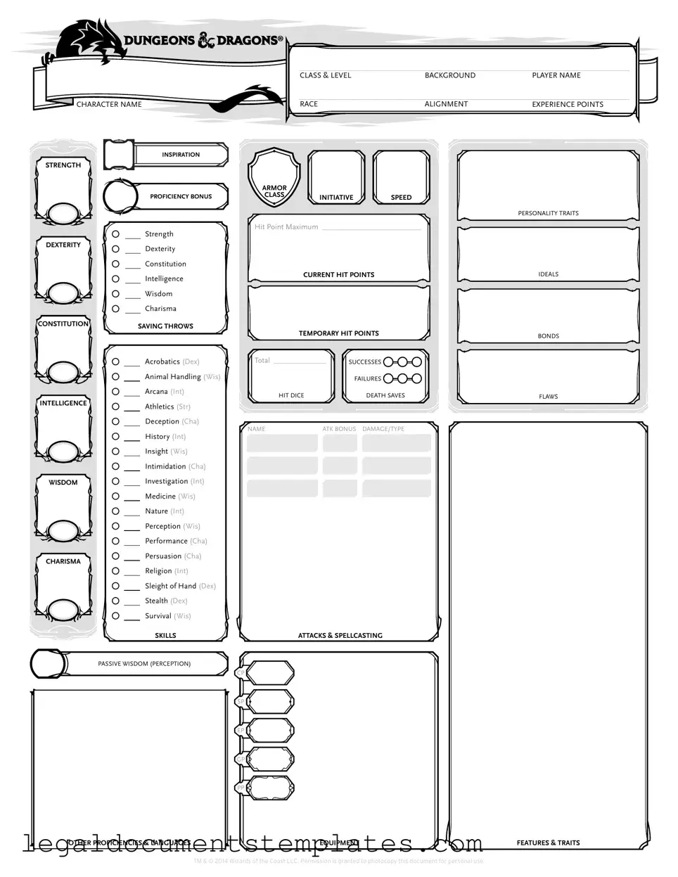Free Dnd Character Sheet PDF Form