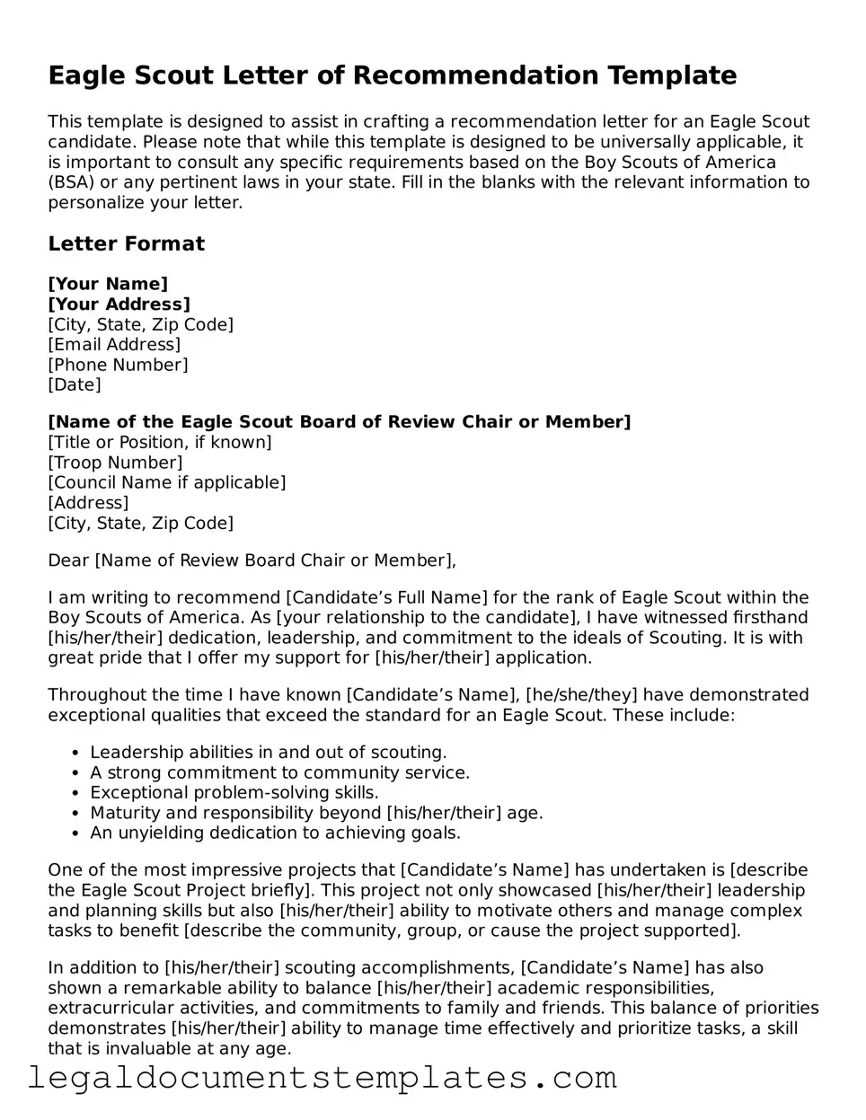 Legal Eagle Scout Letter of Recommendation Document