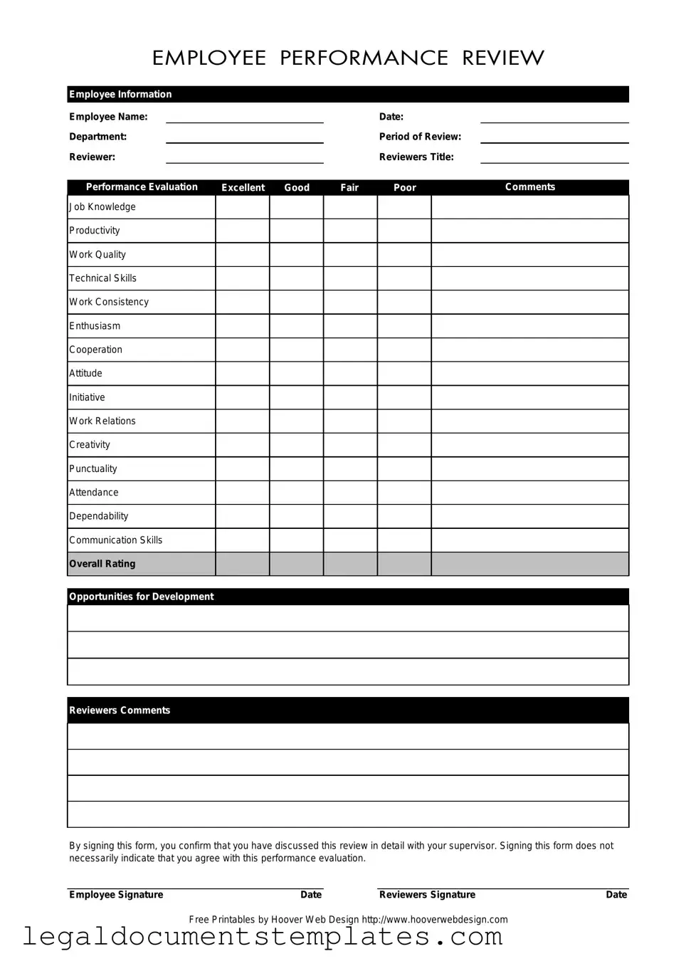 Free Employee PDF Form