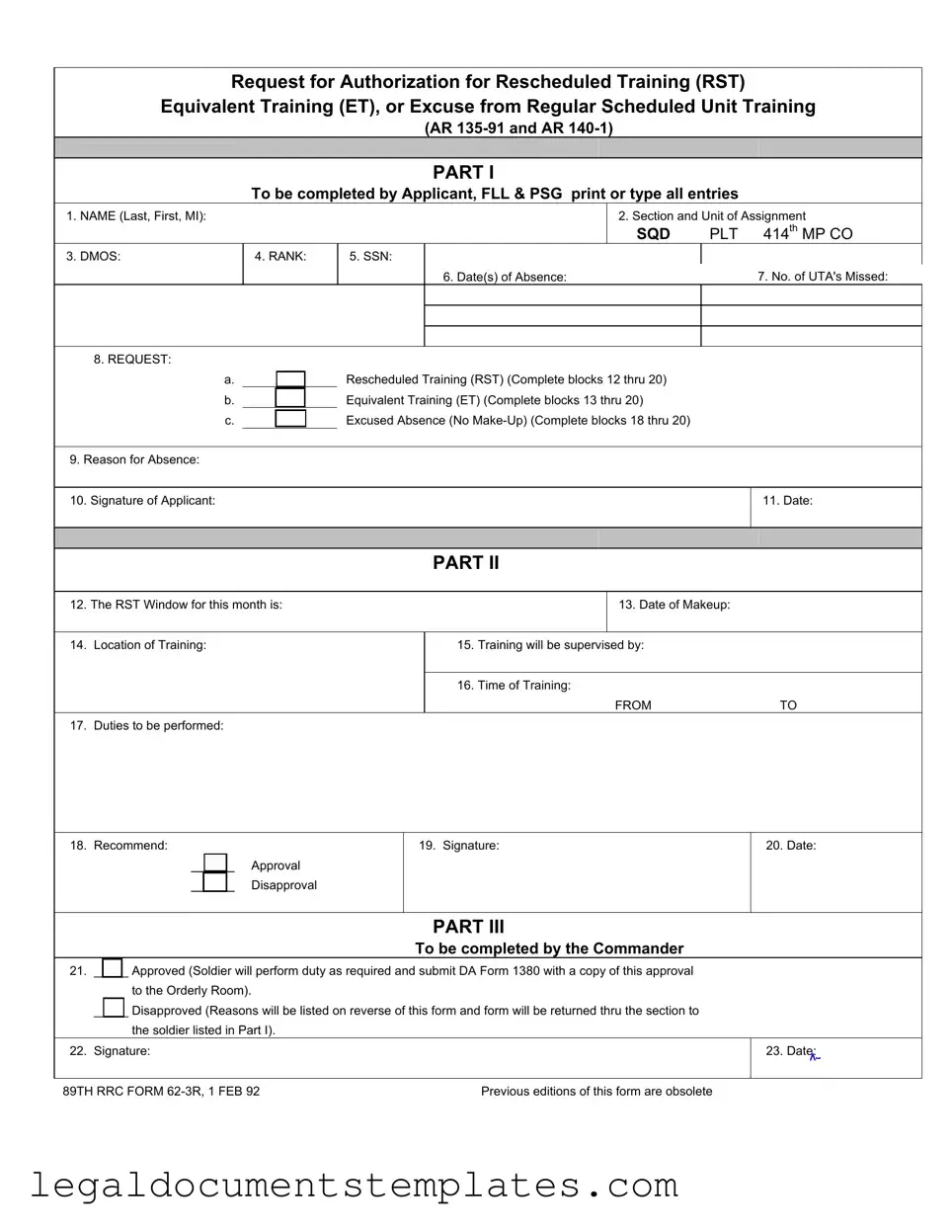 Free Rst Army PDF Form