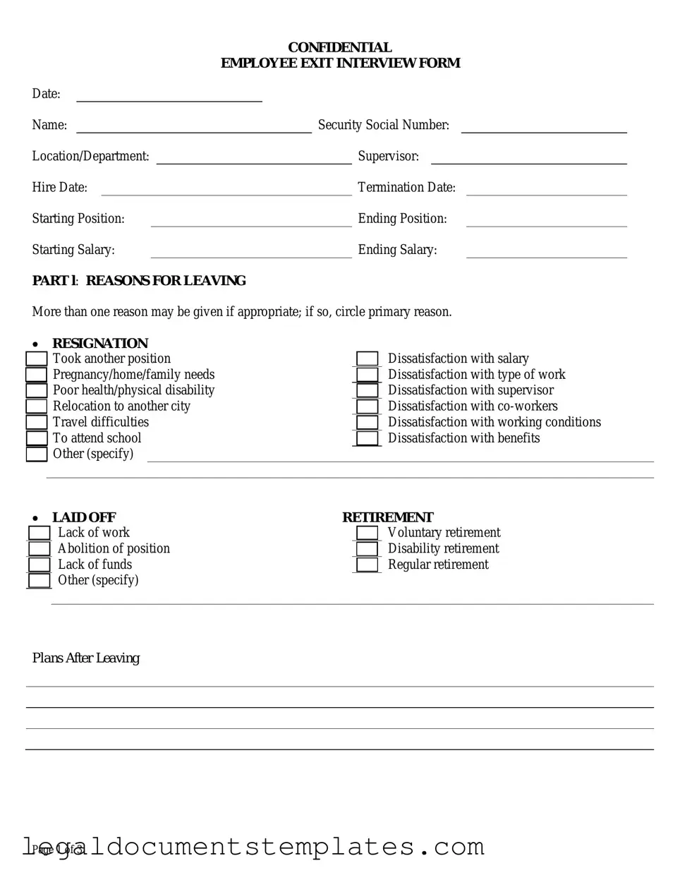 Free Exit Interview PDF Form