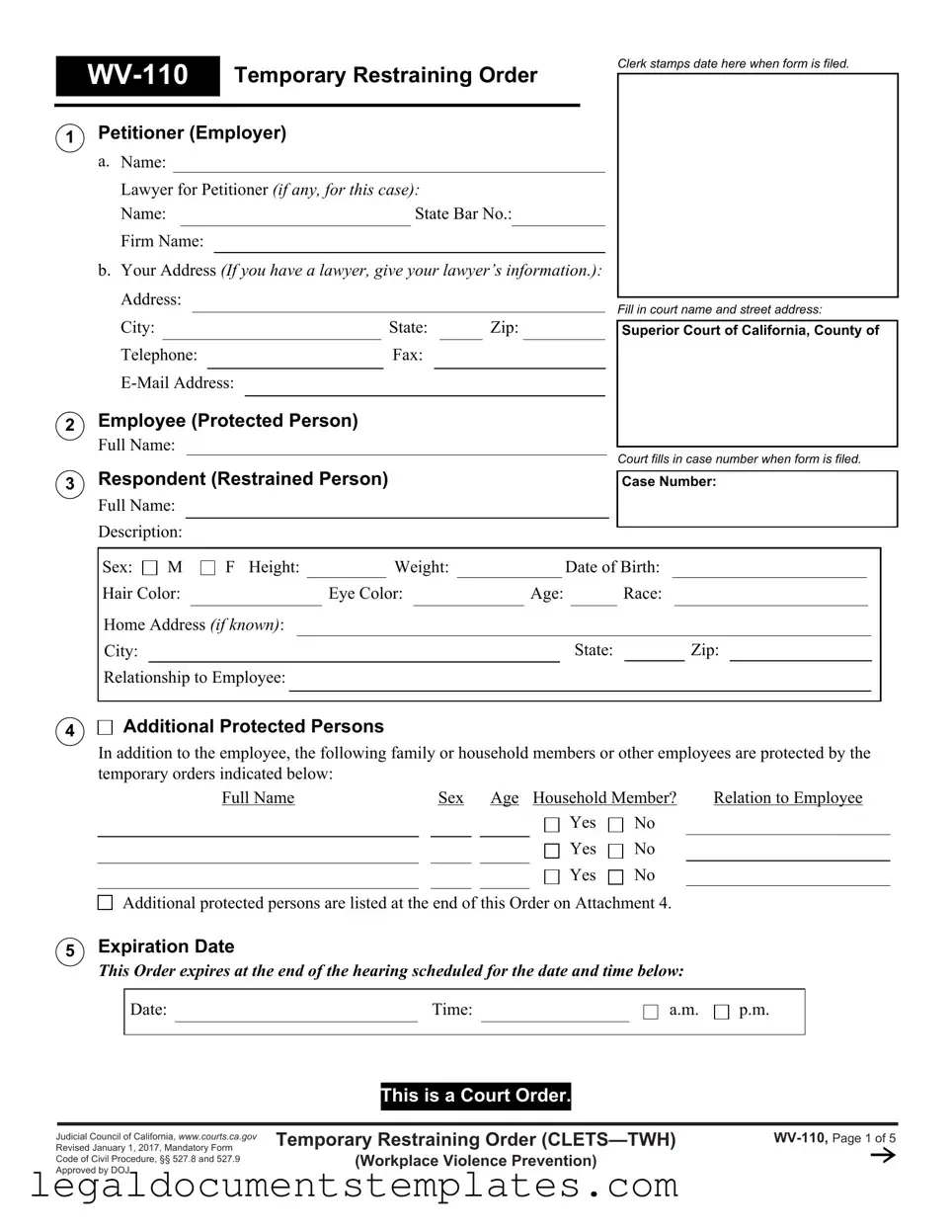 Free Fake Restraining Order PDF Form