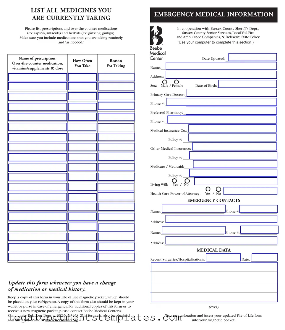Free File Of Life PDF Form