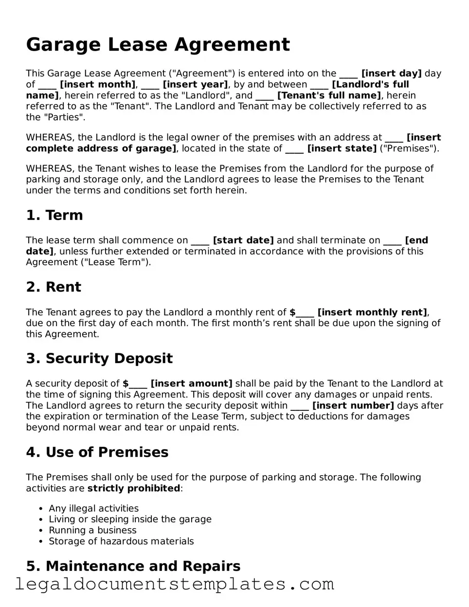 Legal Garage Lease Agreement Document
