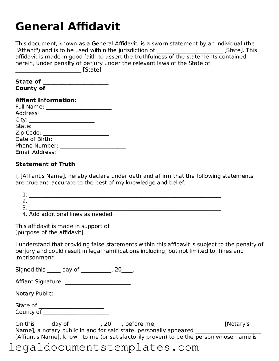Legal Affidavit Document