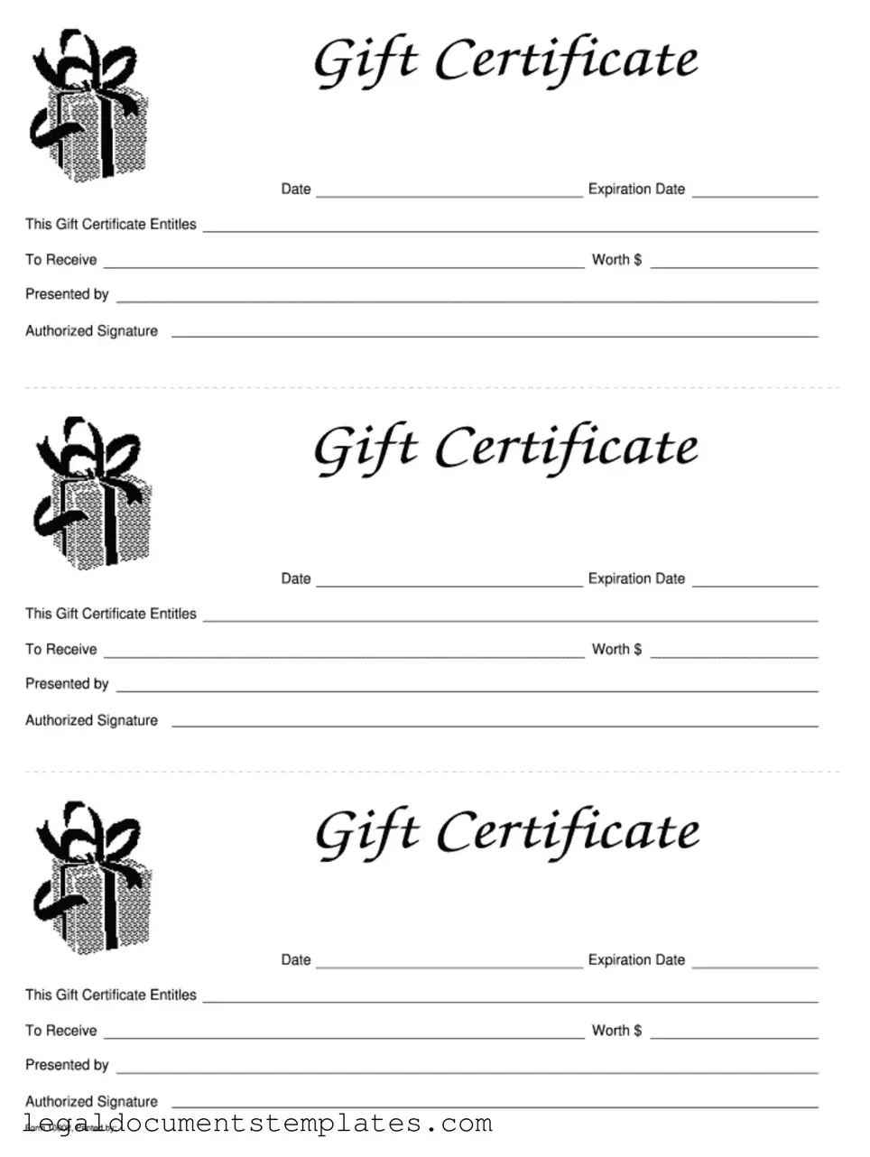 Free Gift Certificate PDF Form