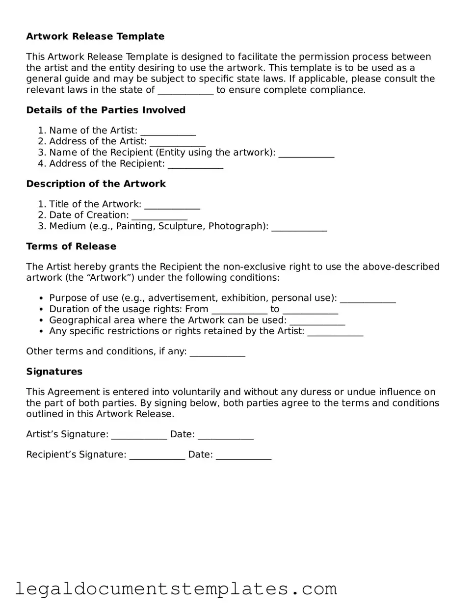 Legal Artwork Release Document
