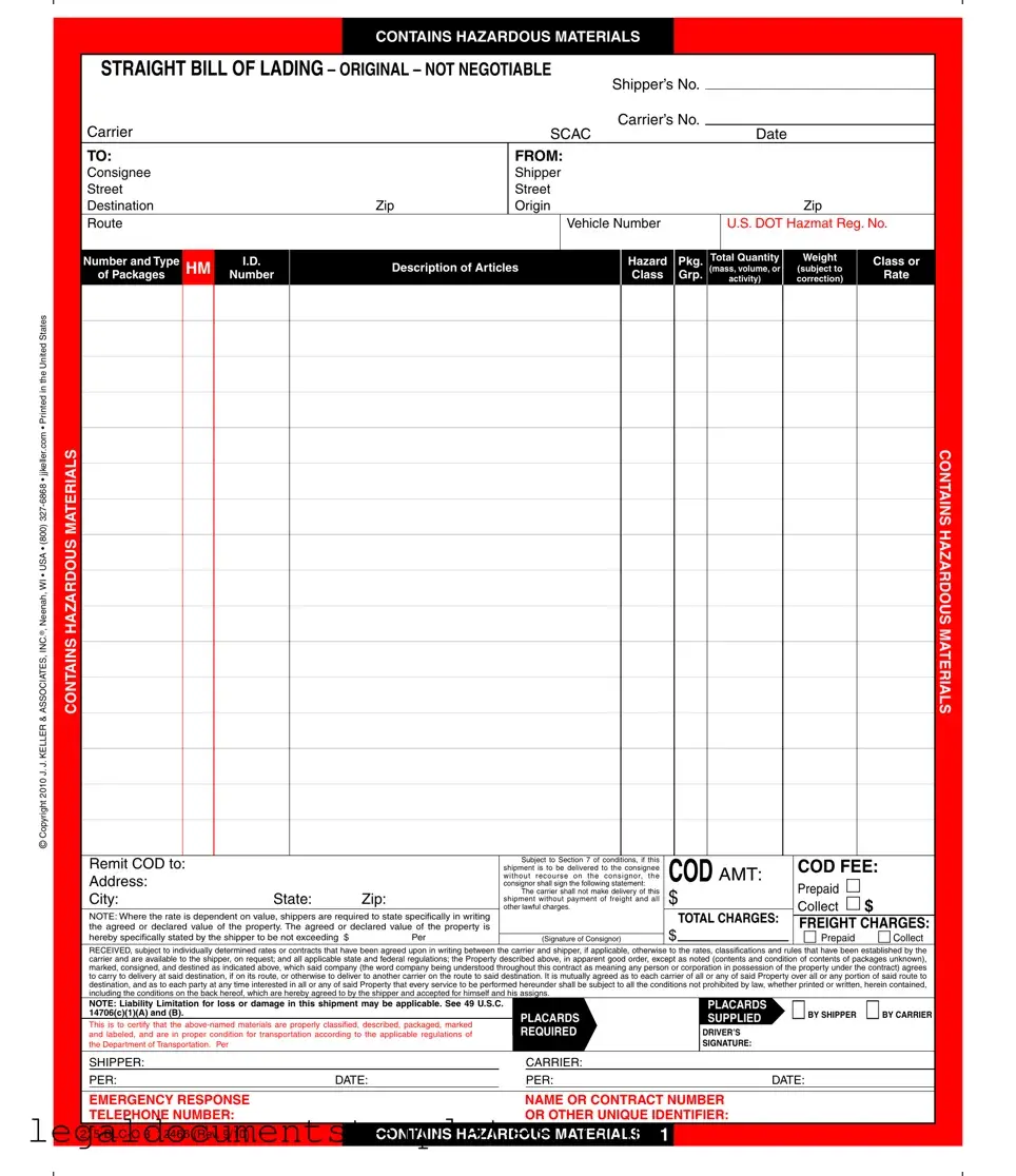 Free Hazard Bill Of Ladden PDF Form