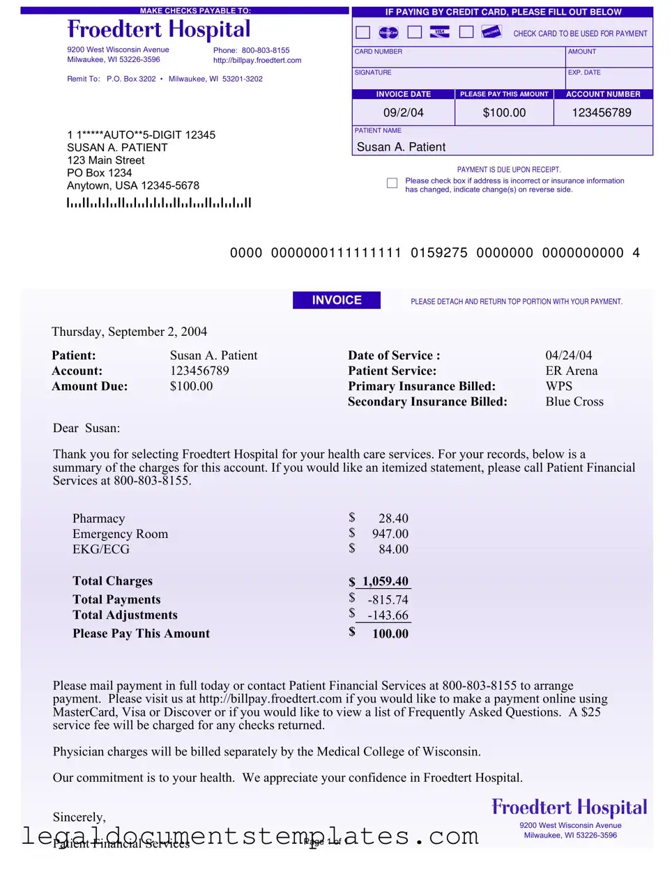 Free Hospital Bill PDF Form