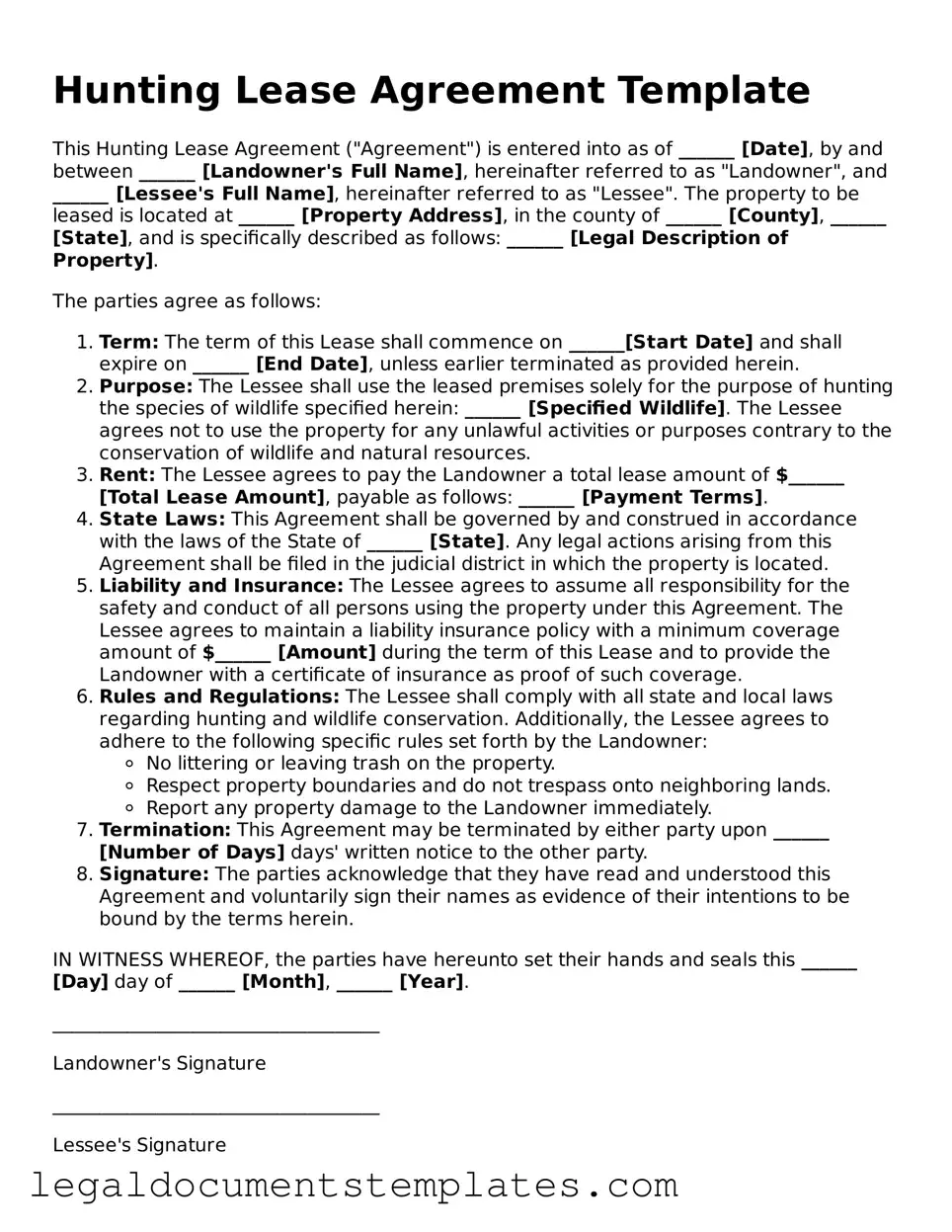 Legal Hunting Lease Agreement Document