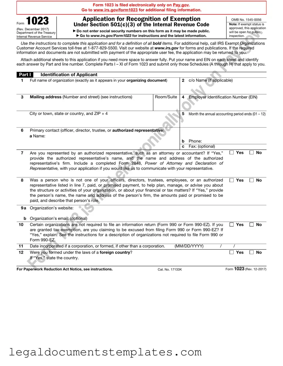 Free IRS 1023 PDF Form