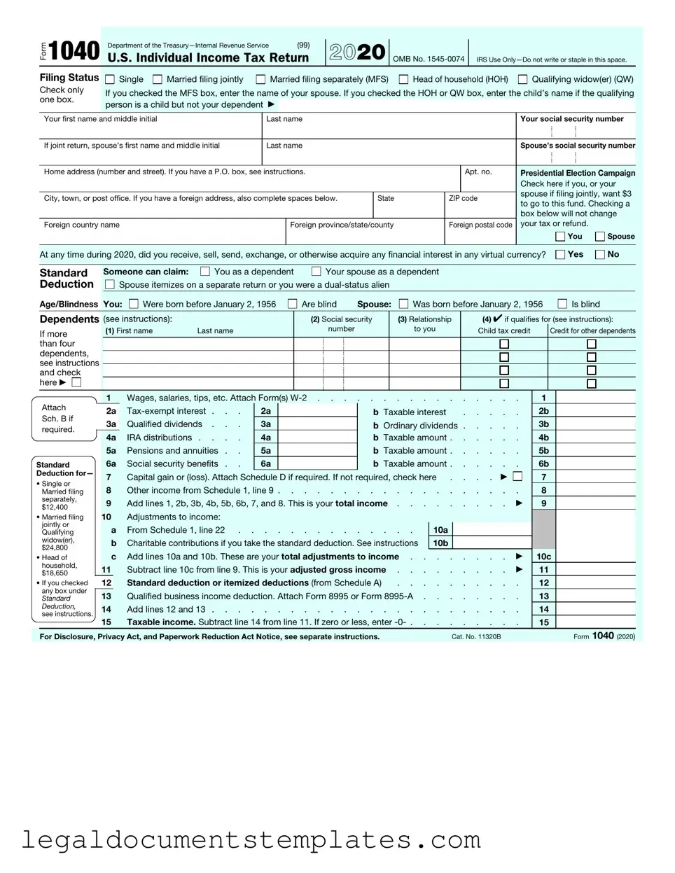 Free IRS 1040 PDF Form