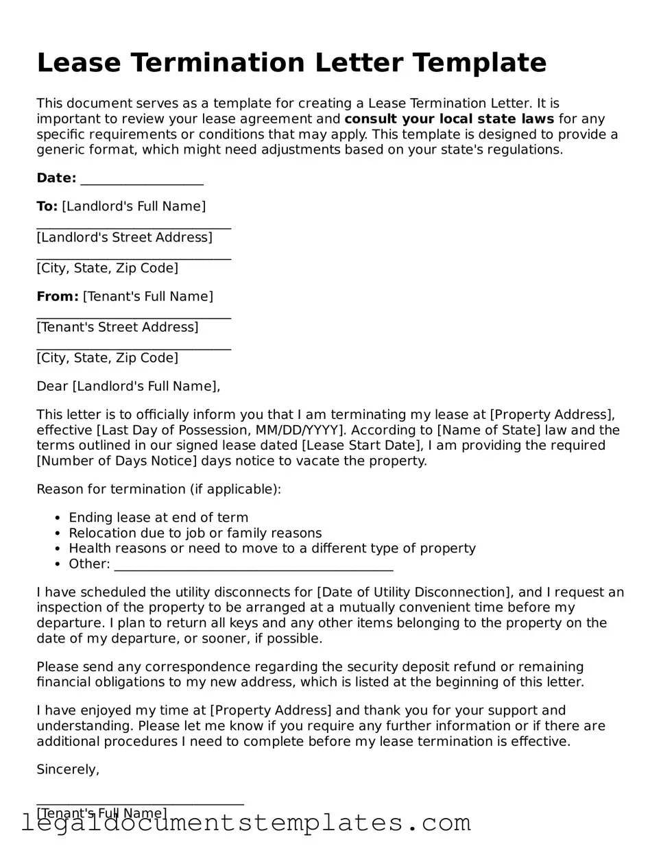Legal Lease Termination Letter Document