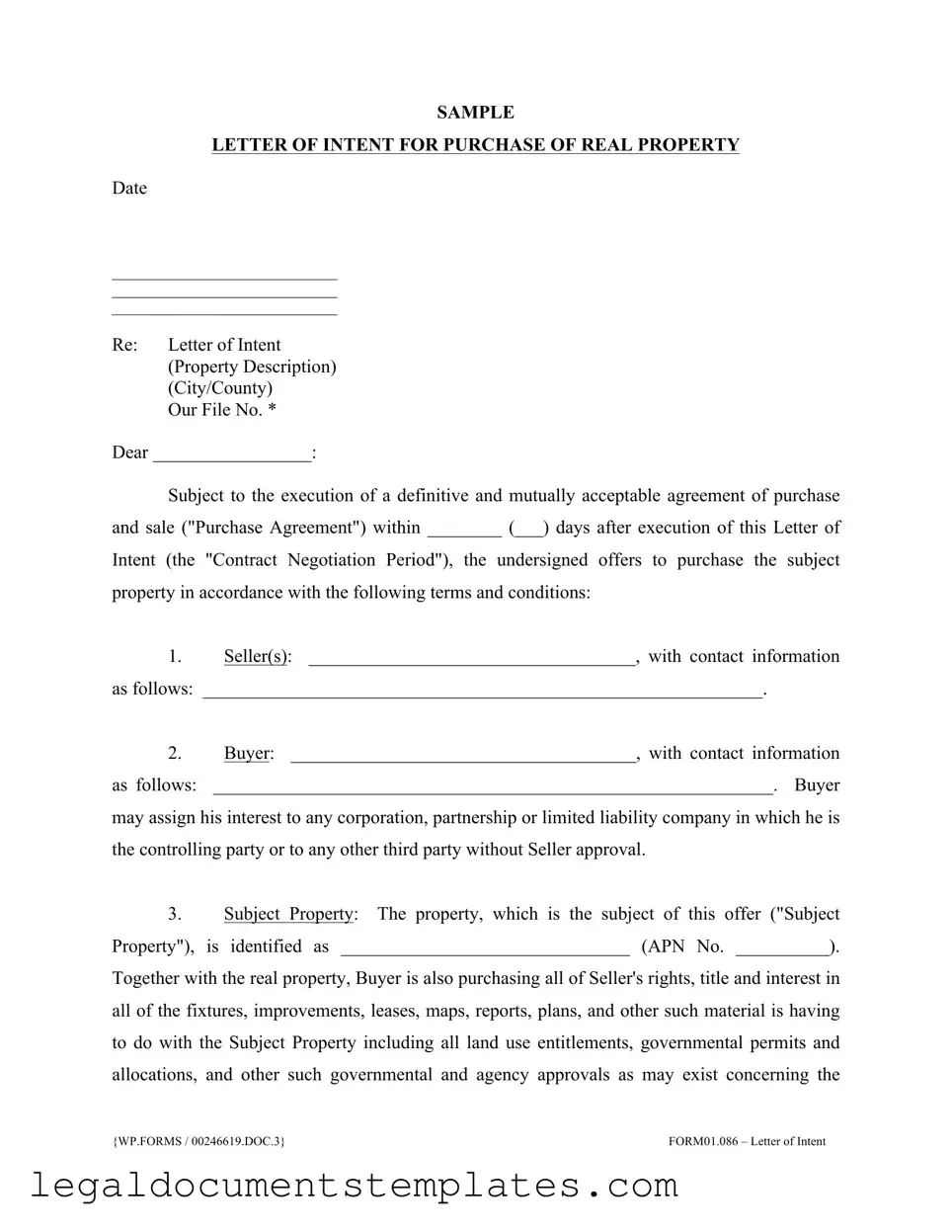 Free Letter To Purchase Land PDF Form