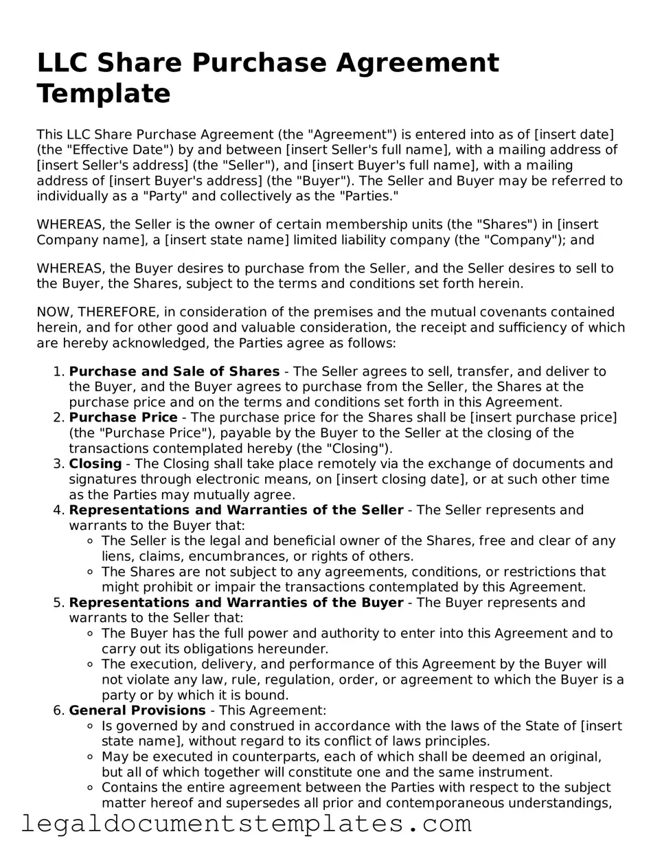 Legal LLC Share Purchase Agreement Document