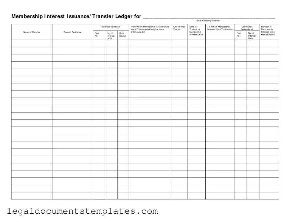Free Membership Ledger PDF Form