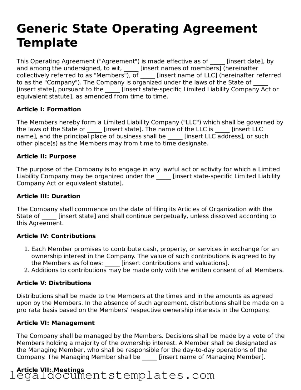Legal Operating Agreement Document
