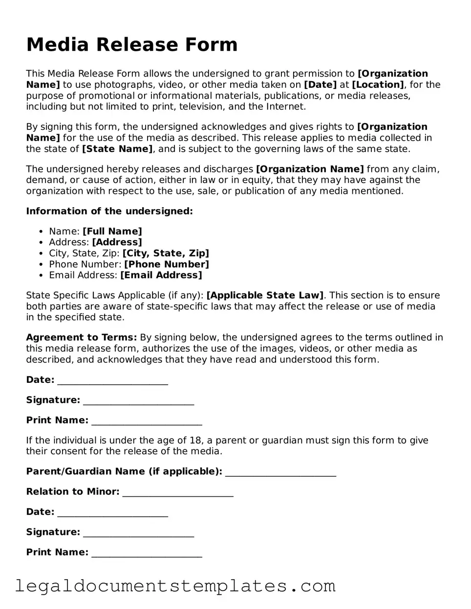Legal Media Release Document