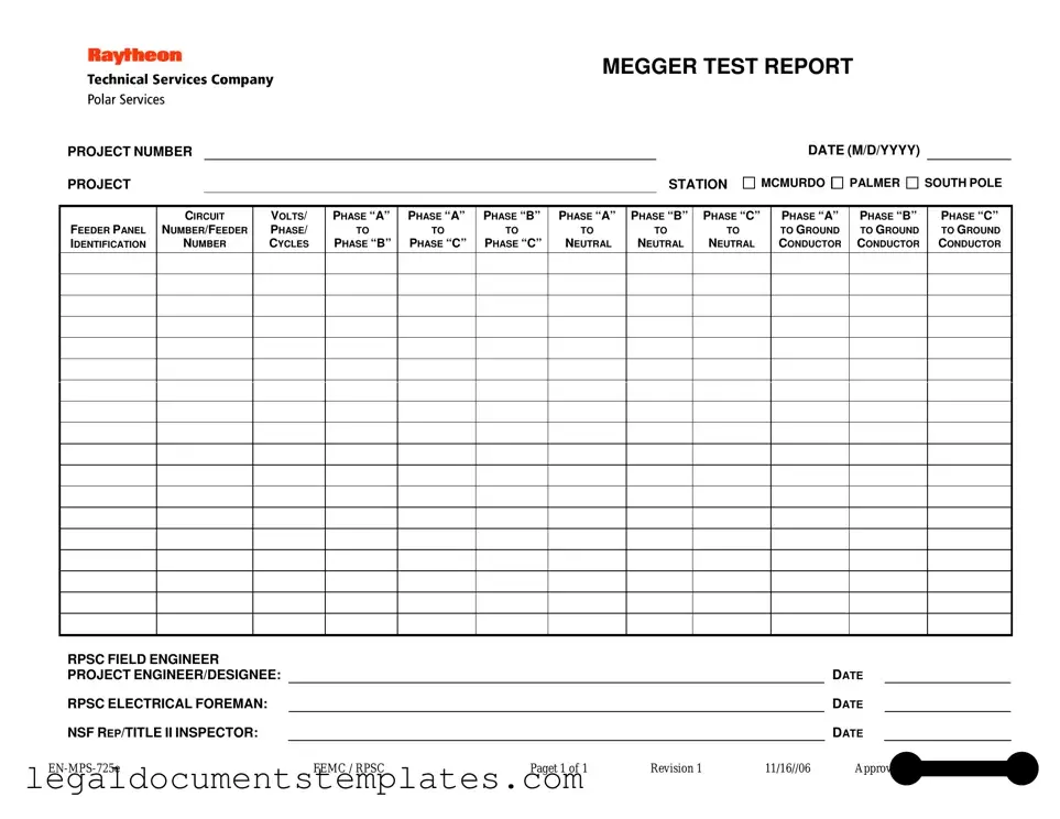 Free Megger Test PDF Form