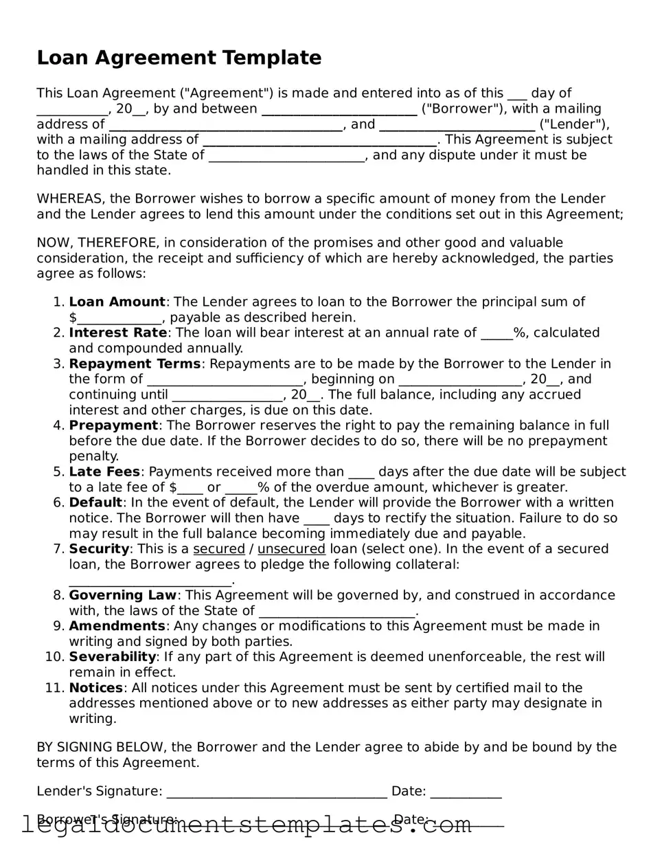 Legal Loan Agreement Document