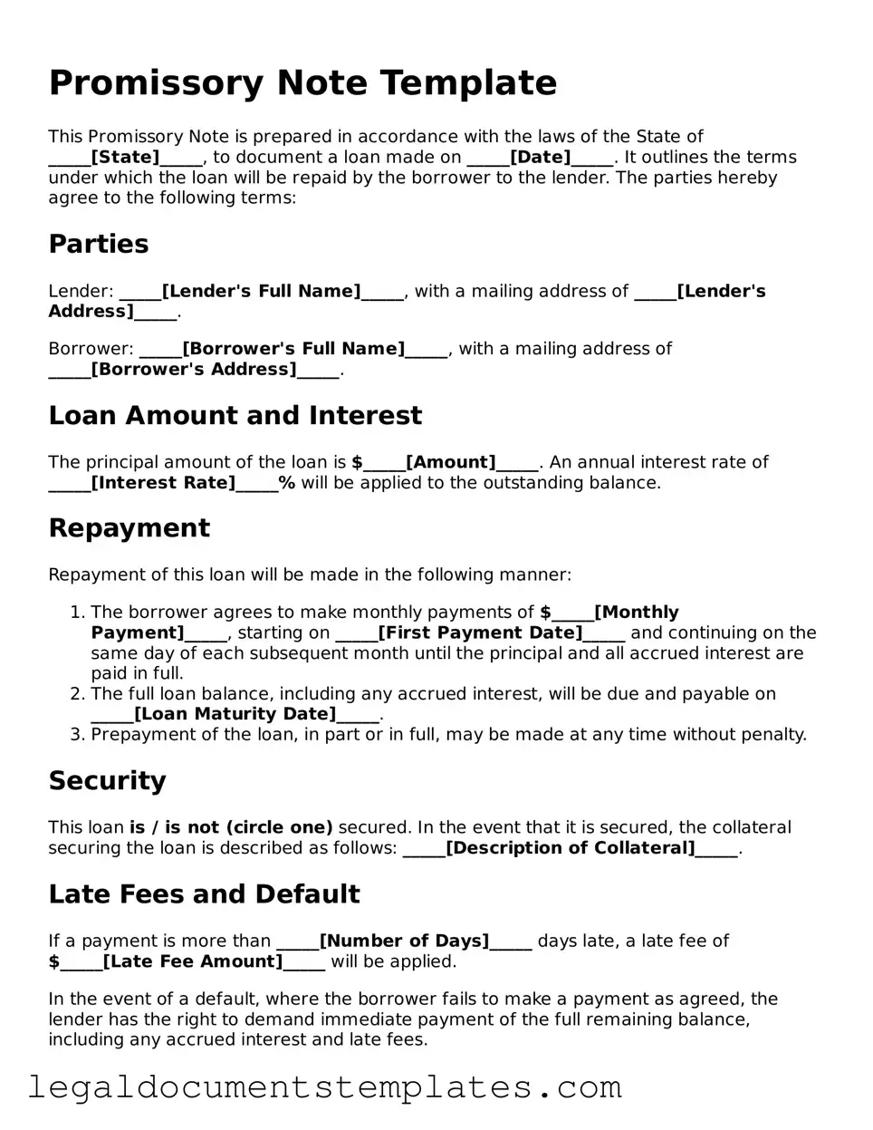 Legal Promissory Note Document