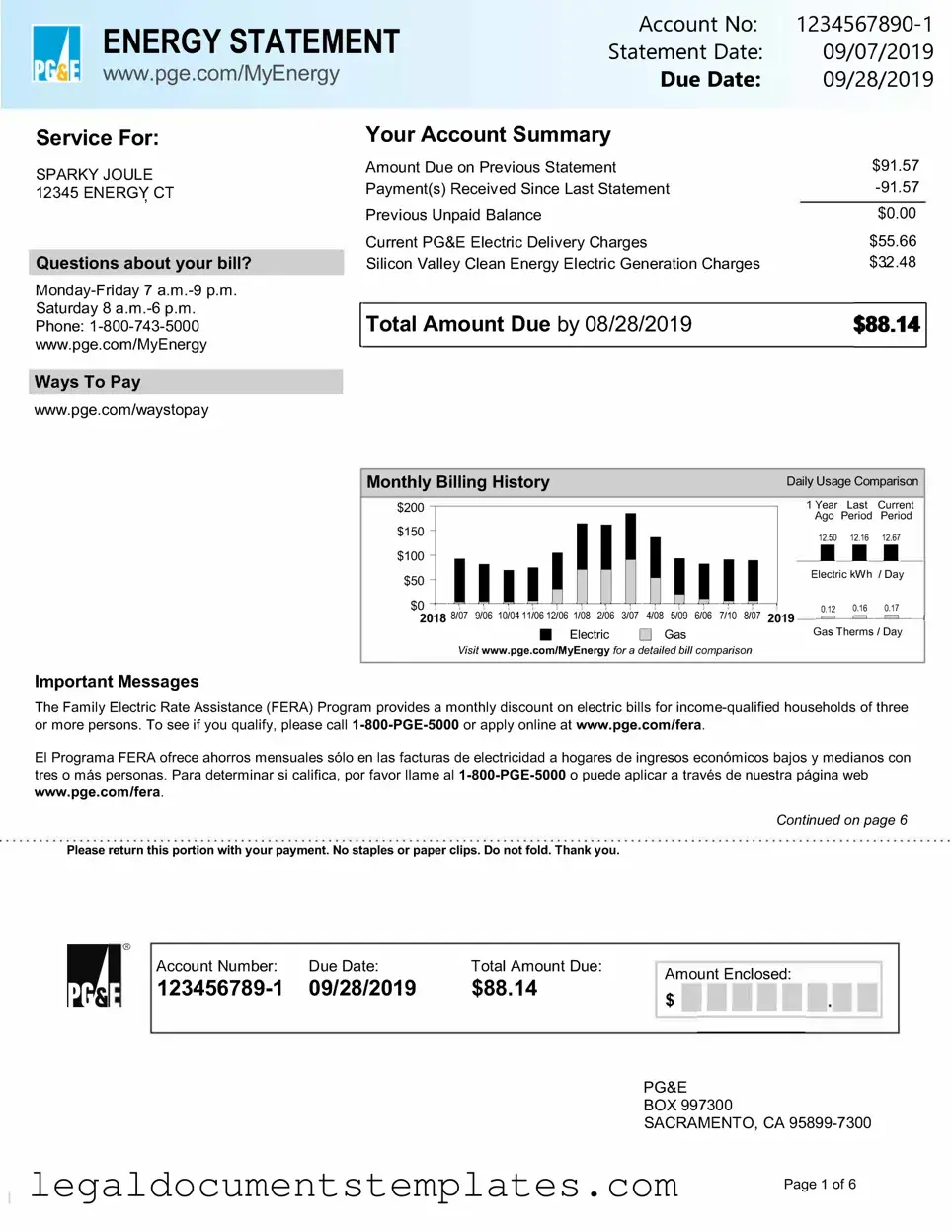 Free Utility Bill PDF Form