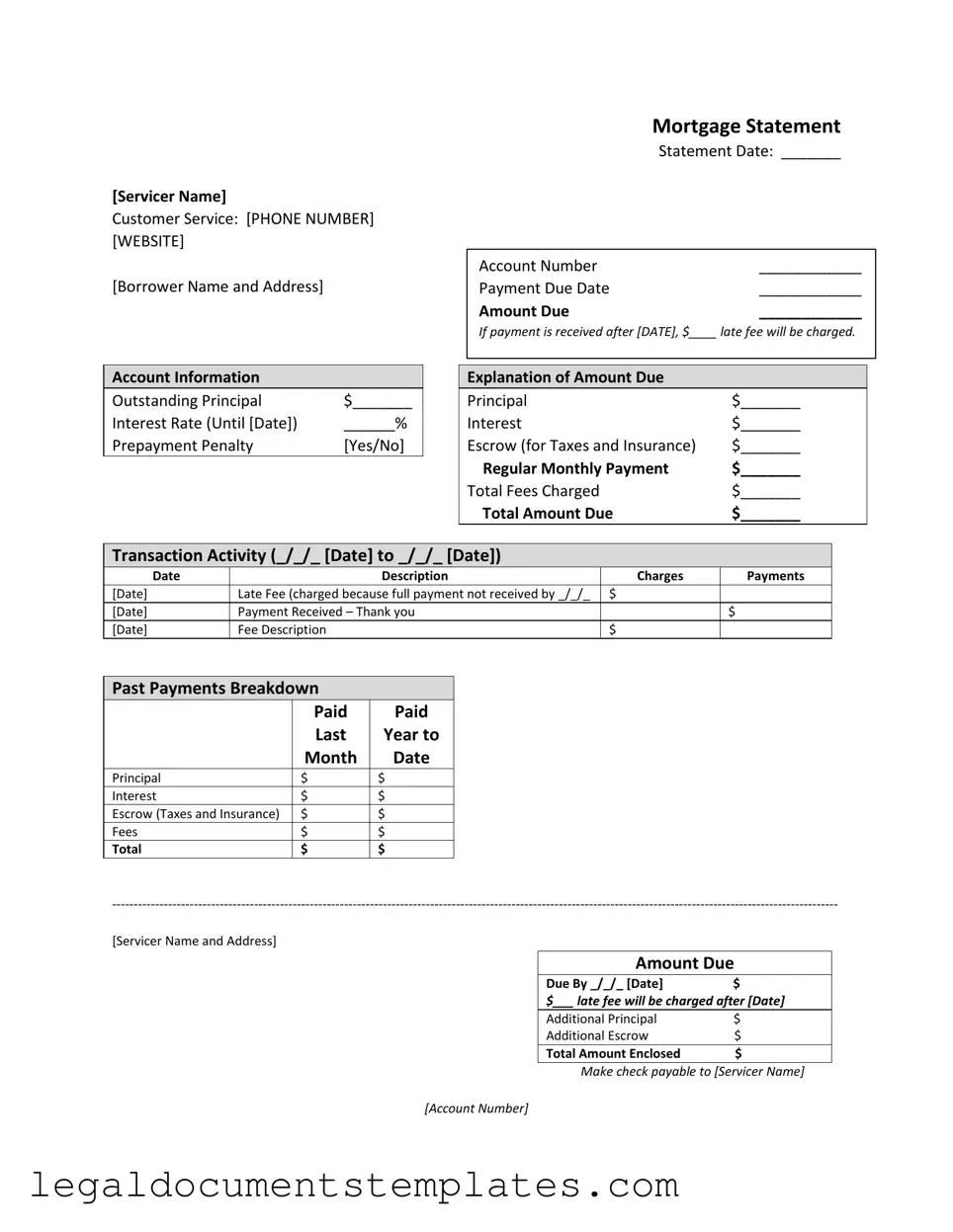 Free Mortgage Statement PDF Form