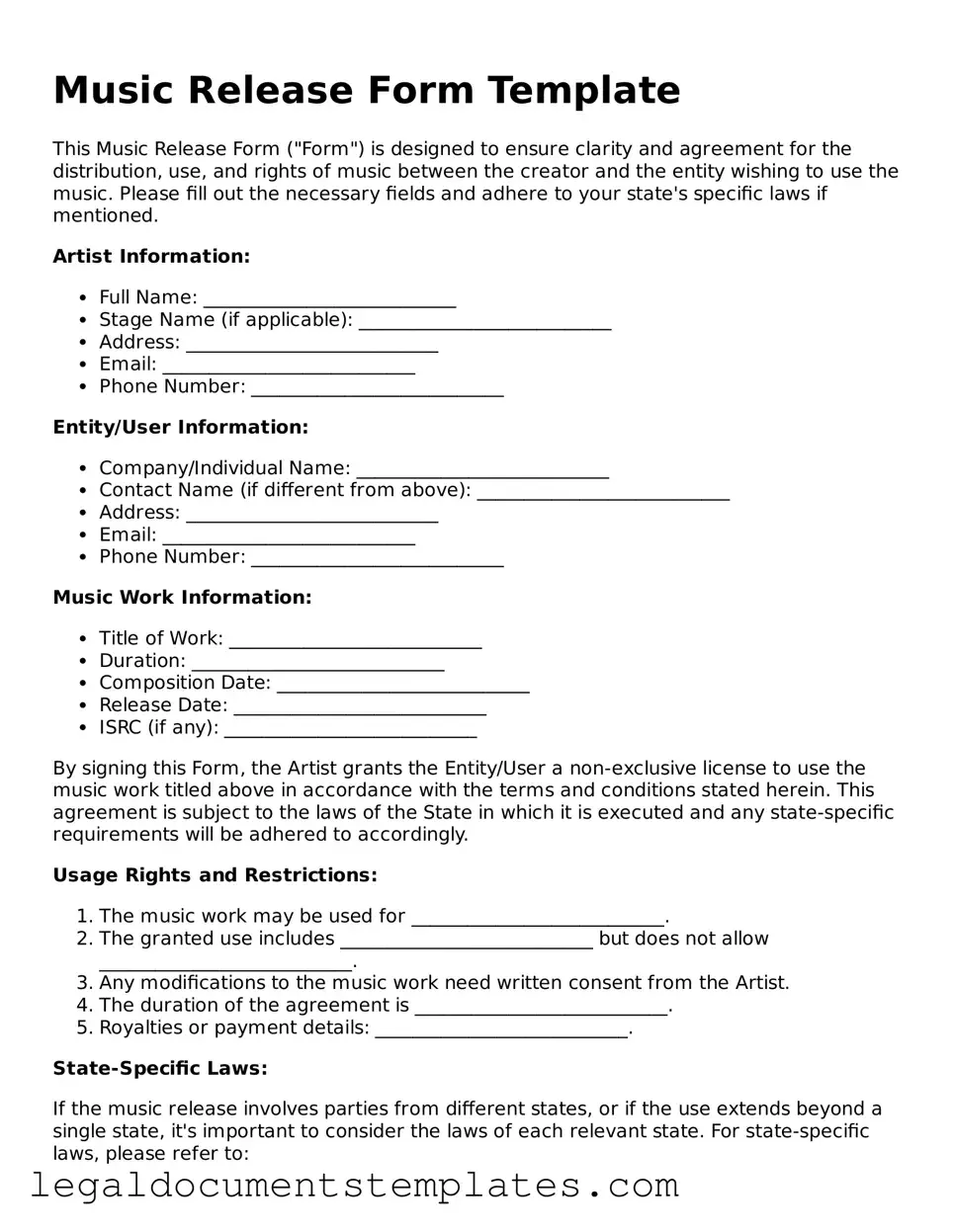 Legal Music Release Document