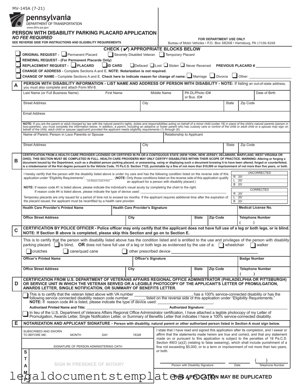 Free Mv 145A PDF Form