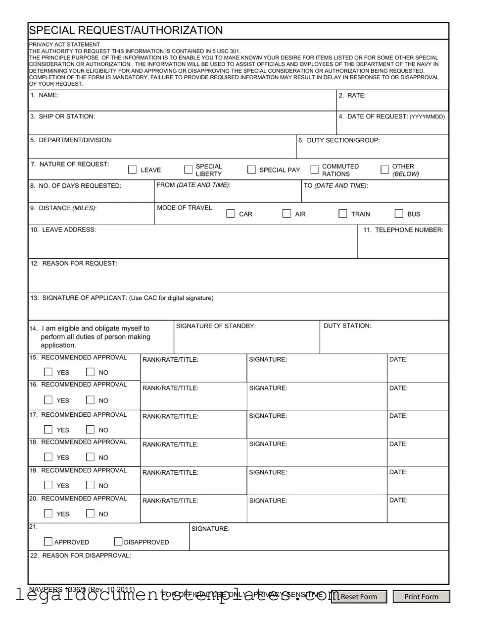 Free Navpers 1336 3 PDF Form