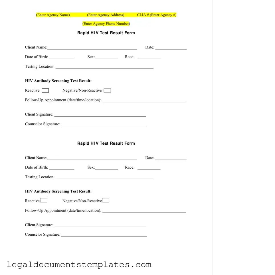 Free Negative Hiv Test PDF Form