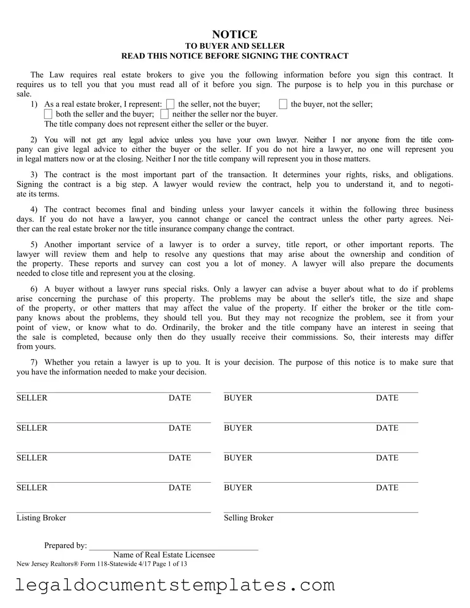 Free New Jersey 118 PDF Form