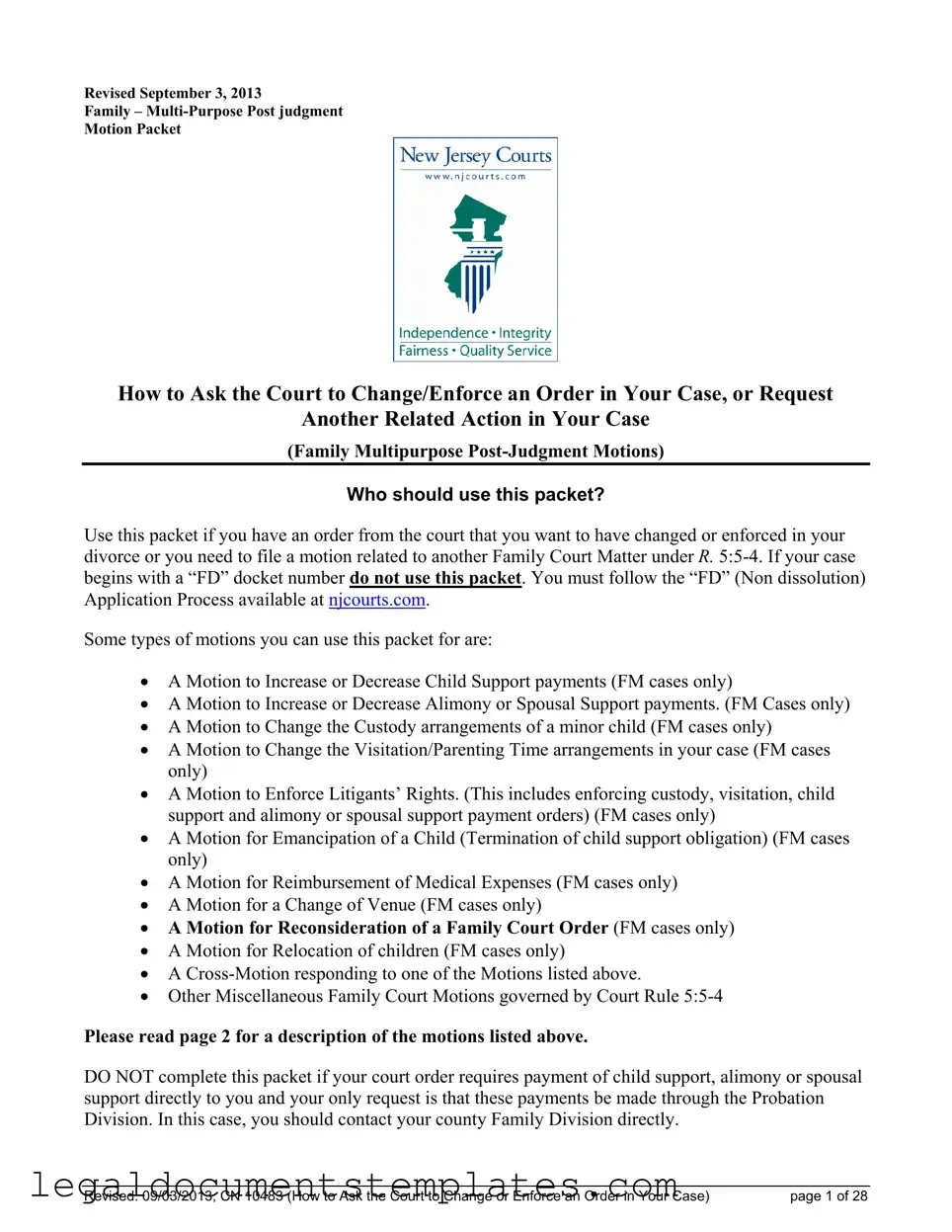 Free Fm Motion Nj Family Court PDF Form