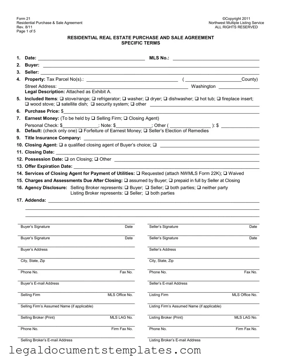 Free Nwmls 21 PDF Form
