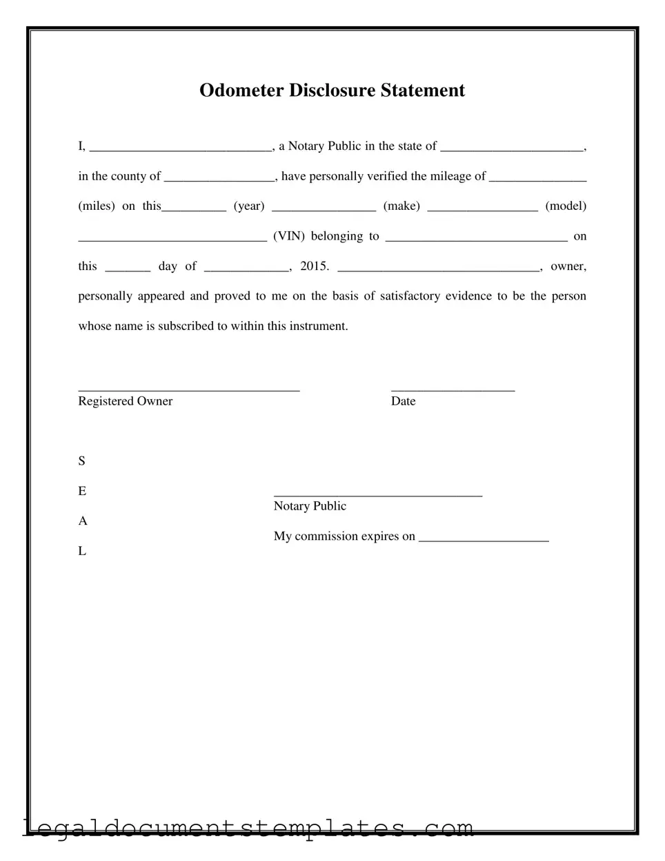 Free Notarized Odometer Statement PDF Form