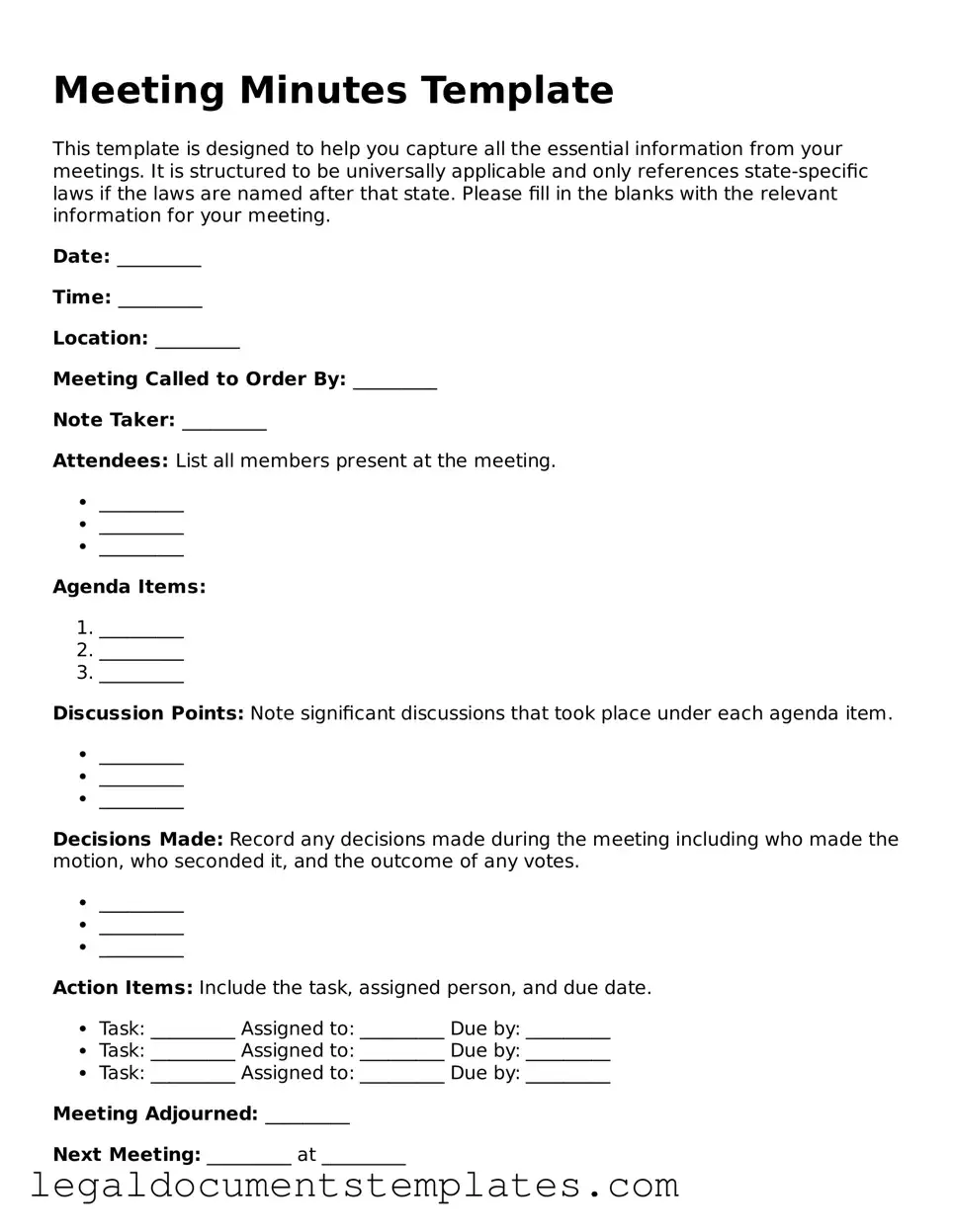 Legal Meeting Minutes Document