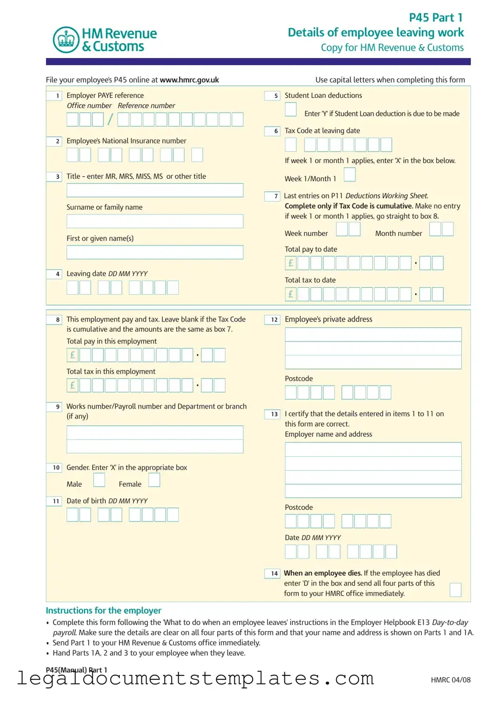Free P 45 It PDF Form